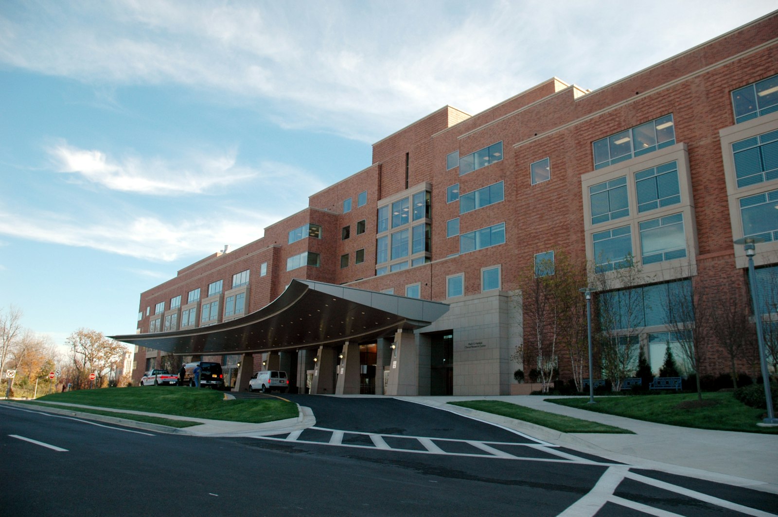 Modern hospital building facade